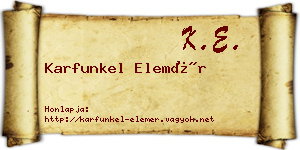 Karfunkel Elemér névjegykártya